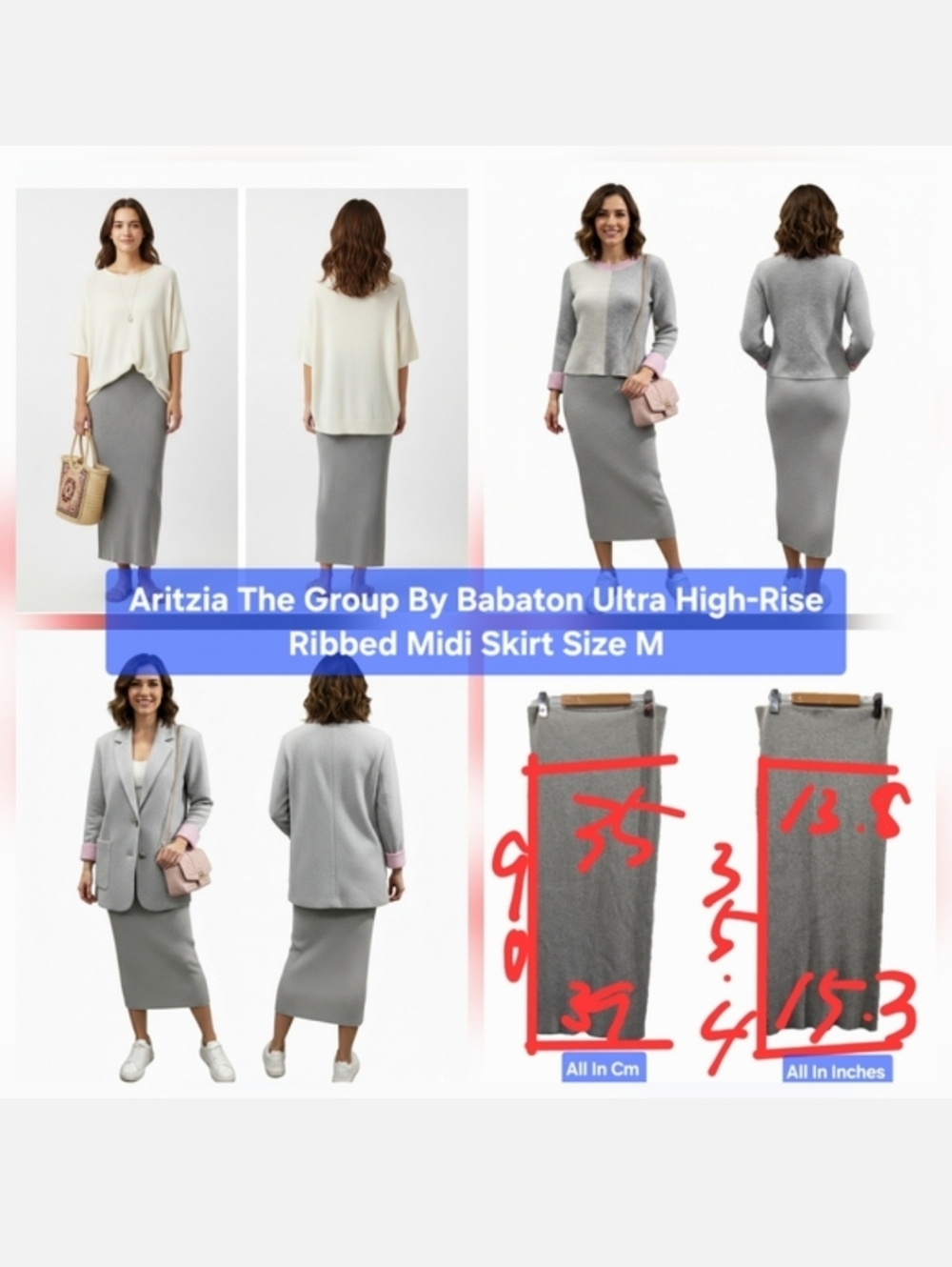 Aritzia The Group By Babaton Ultra High-Rise Ribbed Midi Skirt Size M